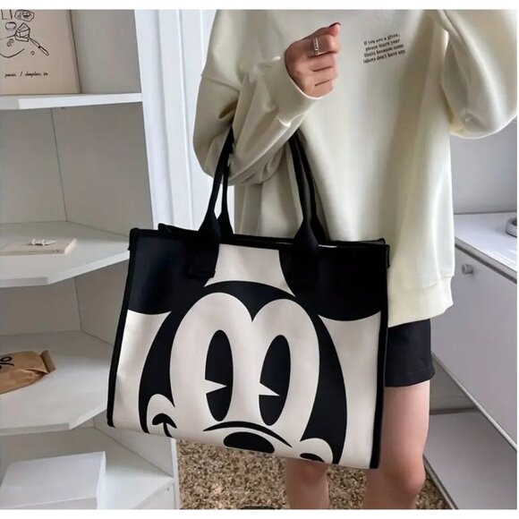 Mickey Large Capacity Canvas Fashion Cartoon Commuter Shoulder Bag Cute Handbag - Picture 1 of 8